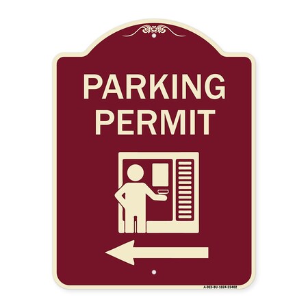 Signmission Parking Permit With Left ArrowHeavy-Gauge Aluminum Architectural Sign, 24" x 18", BU-1824-23402 A-DES-BU-1824-23402